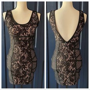 Akira Black/Nude Mesh Bodycon Dress